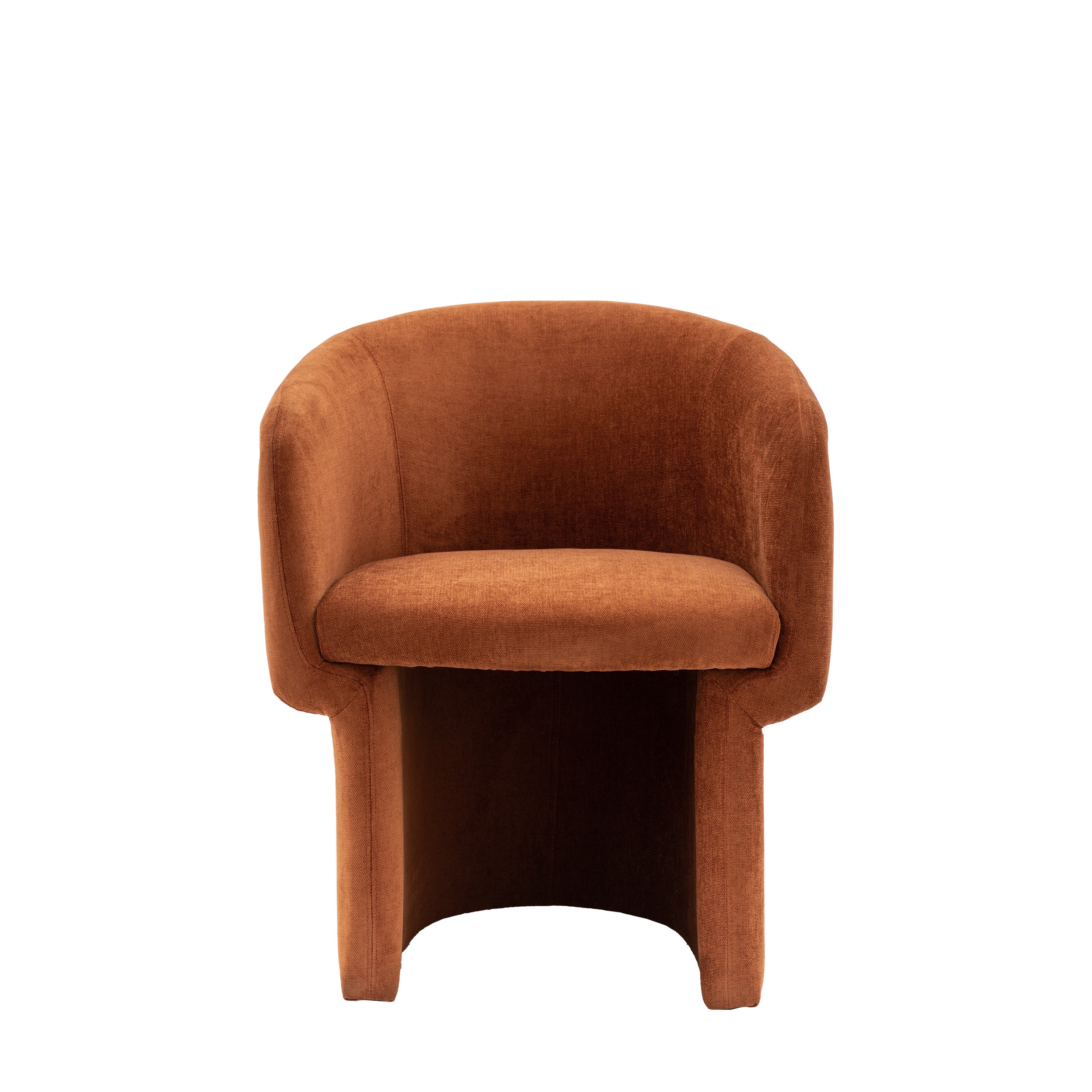 Capponi Rust Orange Chenille Tub Bucket Dining Chair